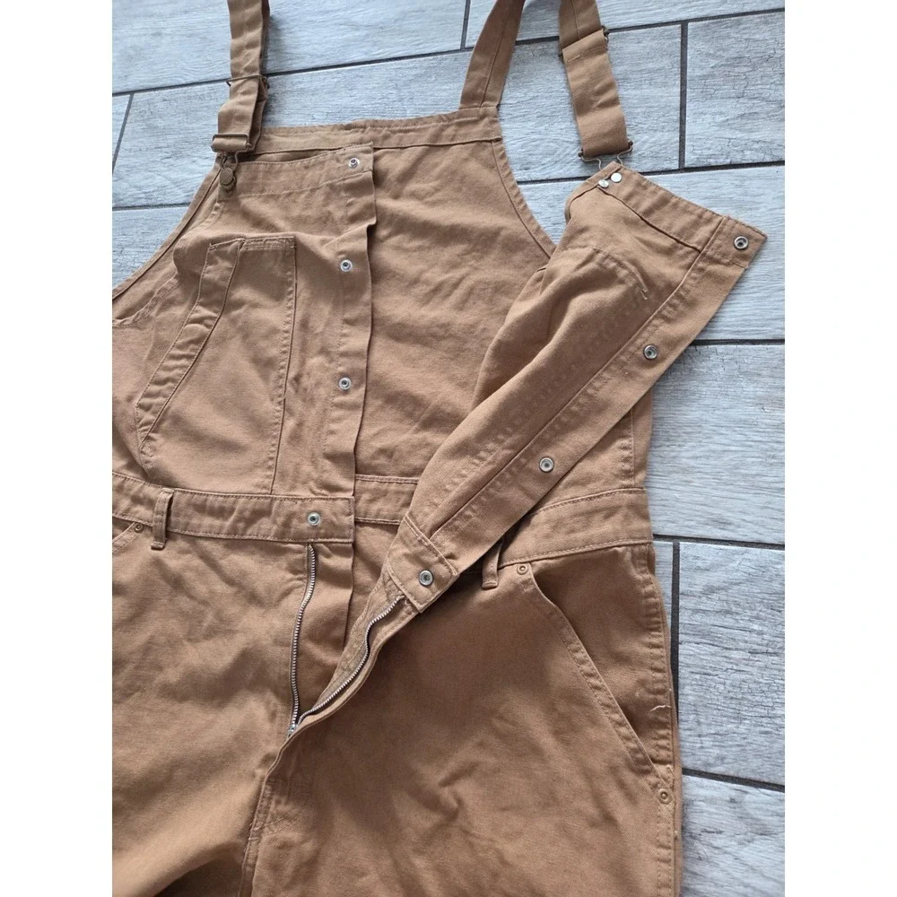 Zara Brown Denim Canvas Bib Overalls Carpenter Workwear Utility Mens XL Gorpcore